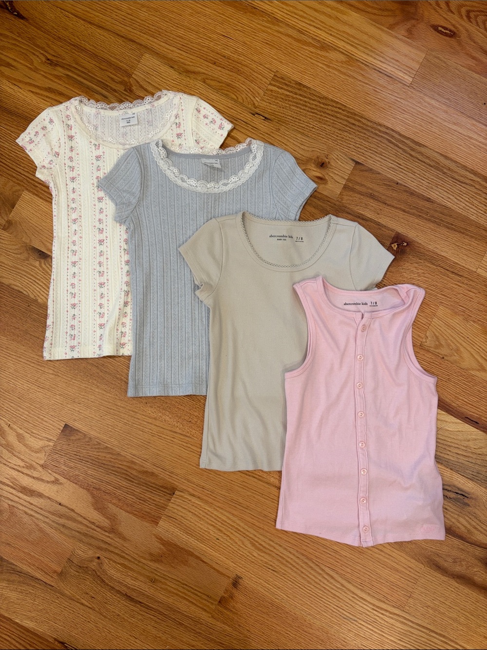 abercrombie kids Pink Button Tank & Neutral Short Sleeve Tee Set Bundle